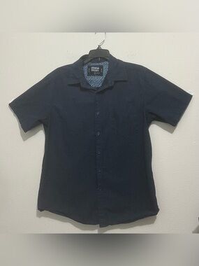 Men's MONUMENT Short Sleeve Navy Blue Button-Up Shirt, SZ Large